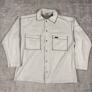 Guess Shirt Mens Small Gray Flannel Sherpa Vintage 90s Button Up 2 Pocket